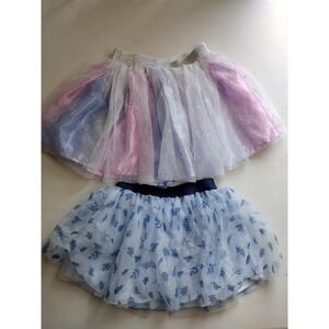 Disney Frozen 2 Girls Tutu Skirt Set 2pc Blue Pink Glitter Tulle 4T